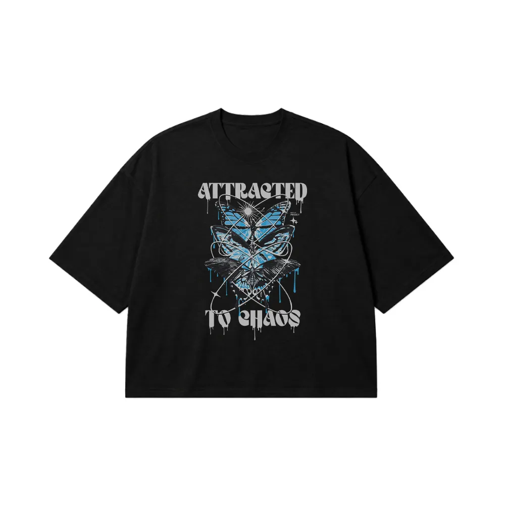 تیشرت باکسی پروانه طرح Attracted To Chaos کد 28904