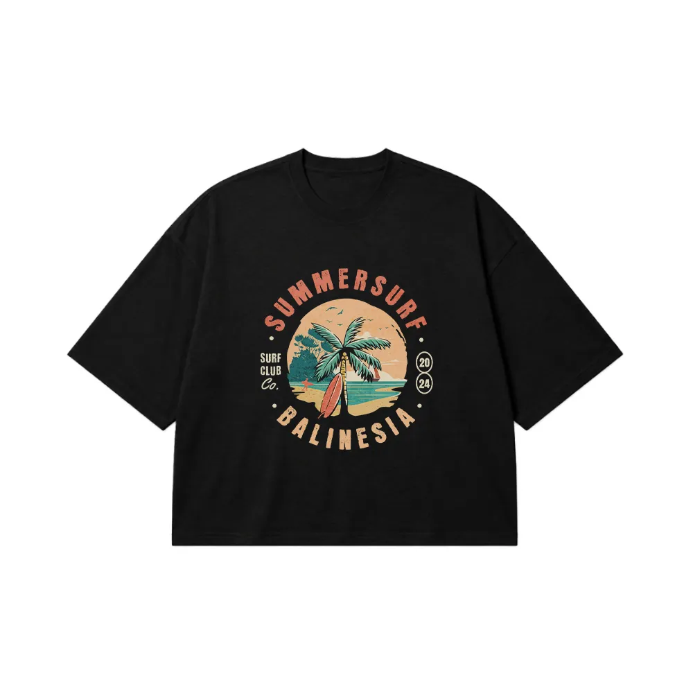 تیشرت باکسی تابستانی طرح Summer Surf Balinesia کد 29033