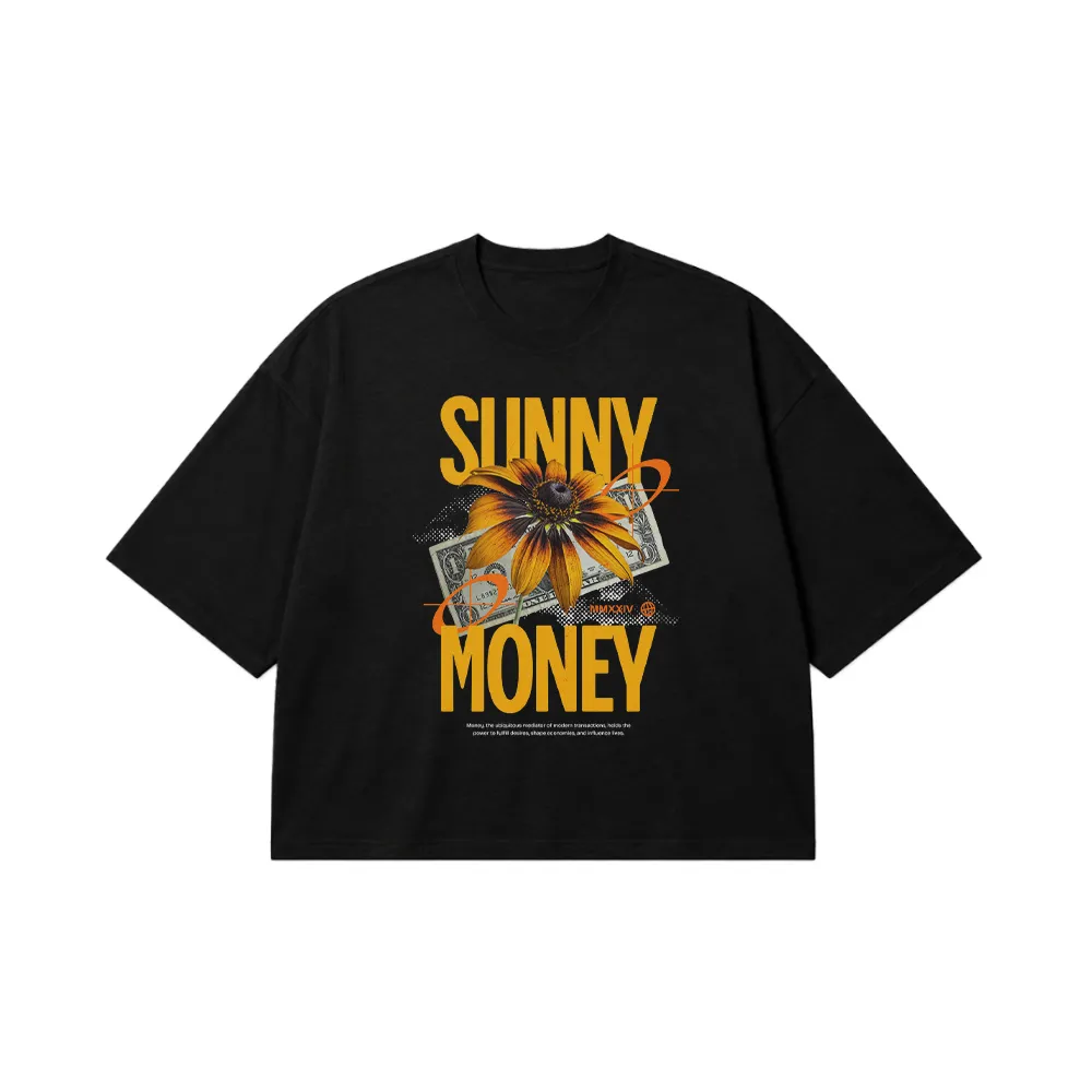 تیشرت باکسی انگیزشی طرح Sunny Money کد 29047