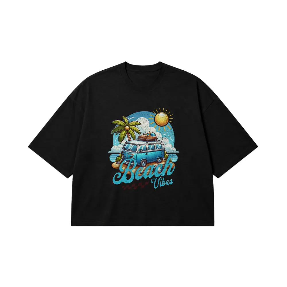 تیشرت باکسی تابستانی ون ساحلی طرح Beach Vibes کد 29055