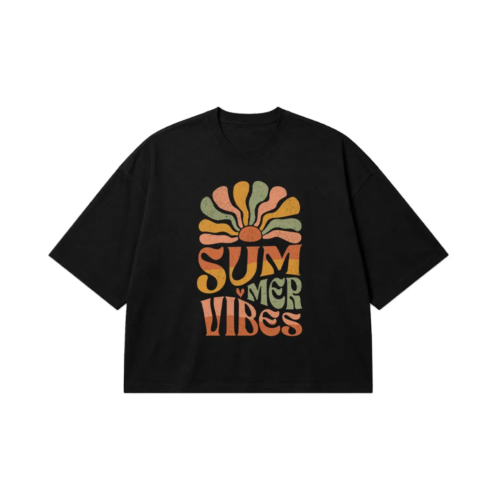 تیشرت باکسی تایپوگرافی تابستانی Summer Vibes کد 29057