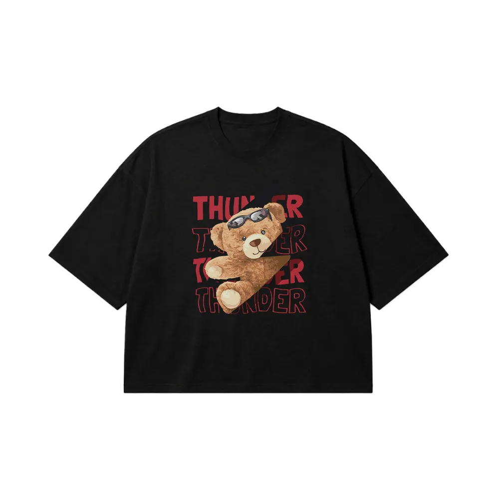 تیشرت باکسی خرس کارتونی طرح Thunder کد 29324