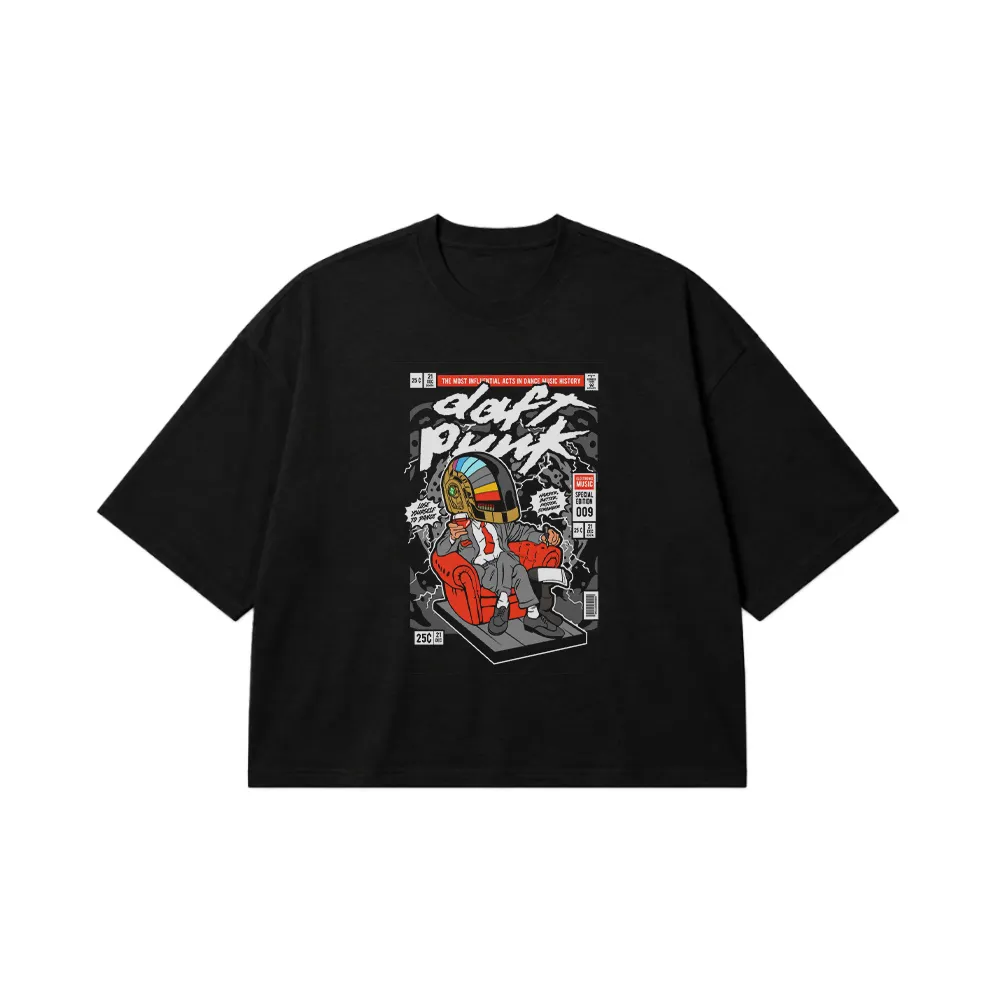تیشرت باکسی دفت پانک طرح ربات کارتونی (Daft Punk) کد 29454
