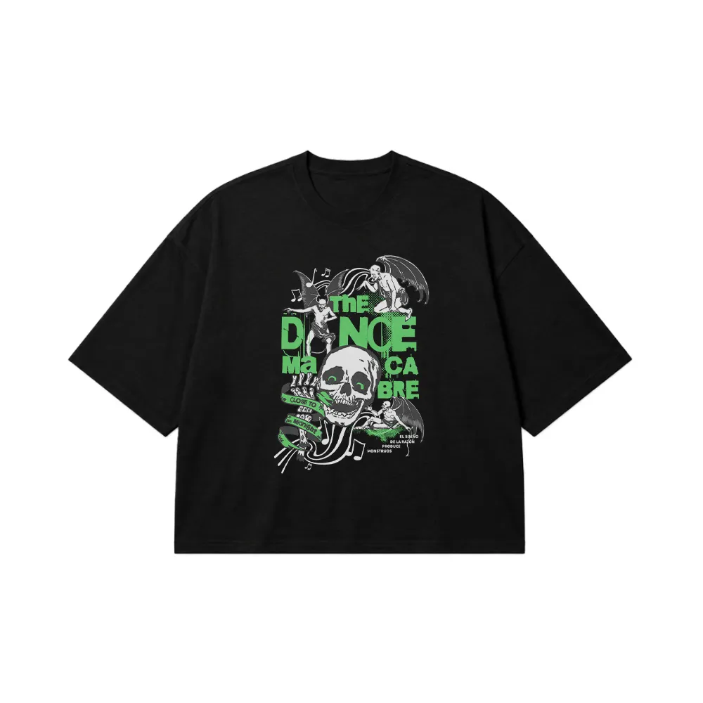 تیشرت باکسی جمجمه طرح Dance Macabre کد 29455