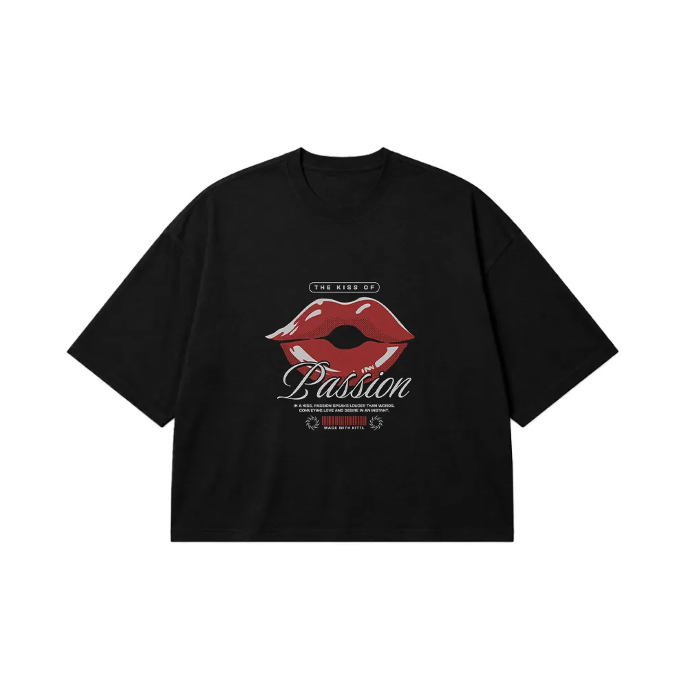 تیشرت باکسی لب طرح The Kiss of Passion کد 29486