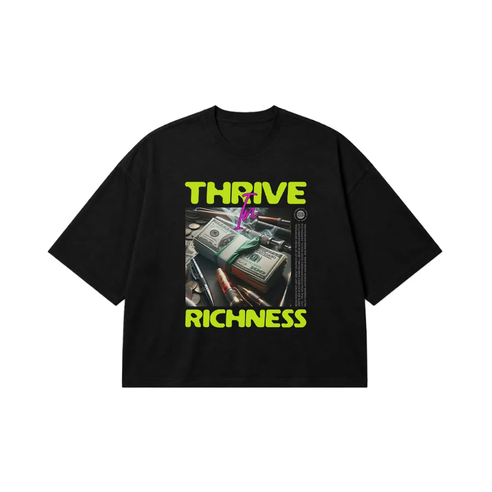 تیشرت باکسی انگیزشی ثروت طرح Thrive in Richness کد 29556