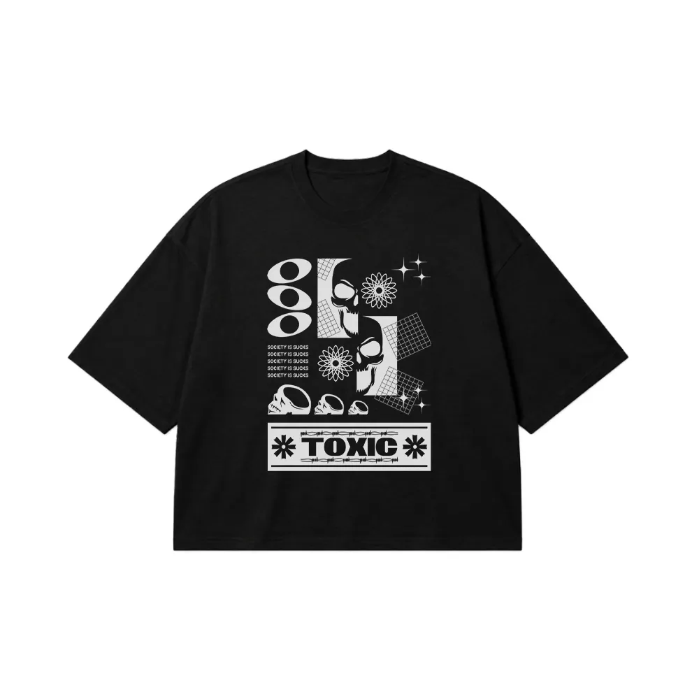 تیشرت باکسی دارک طرح Toxic Society کد 29690