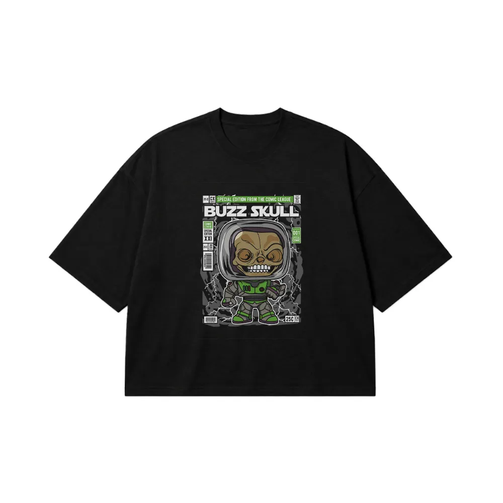 تیشرت باکسی جمجمه کارتونی طرح Buzz Skull کد 29697