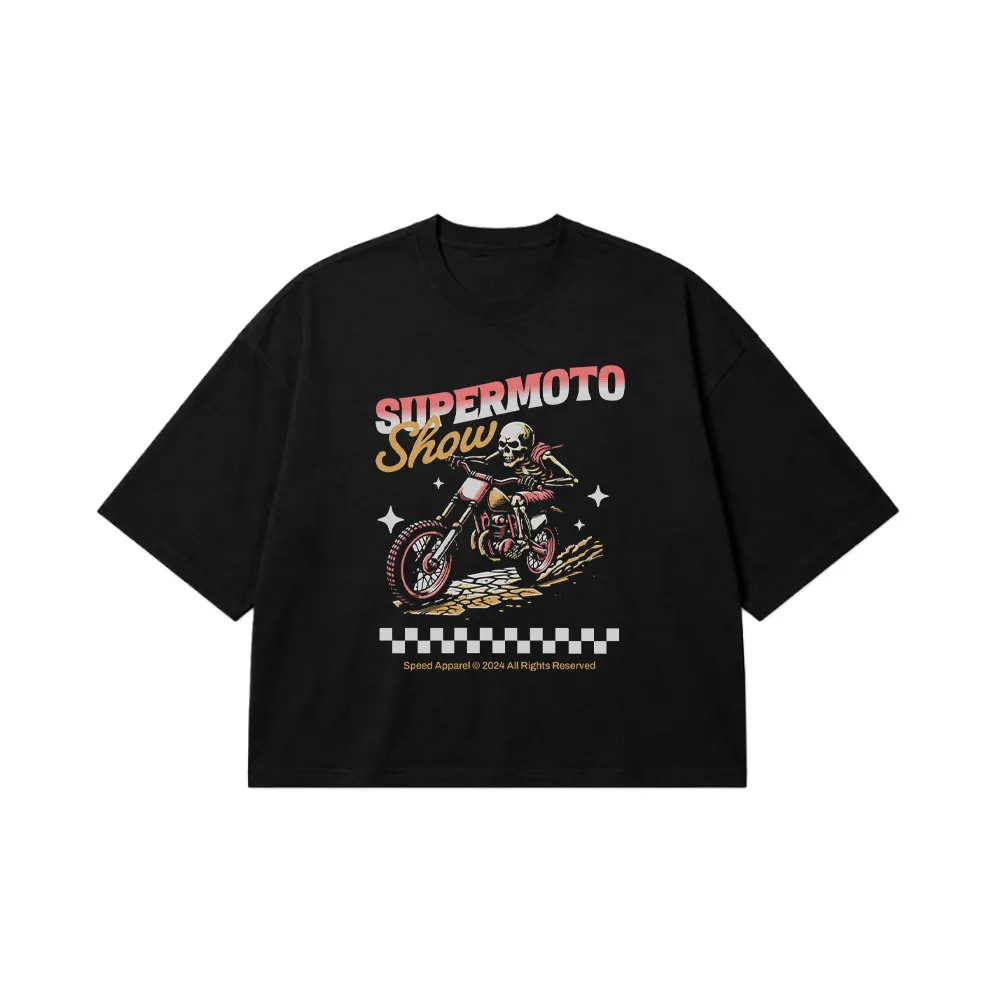 تیشرت باکسی موتورسواری طرح Supermoto Show کد 29736