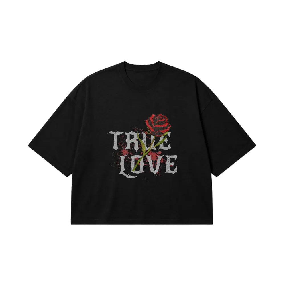 تیشرت باکسی عشق گوتیک طرح True Love کد 29776