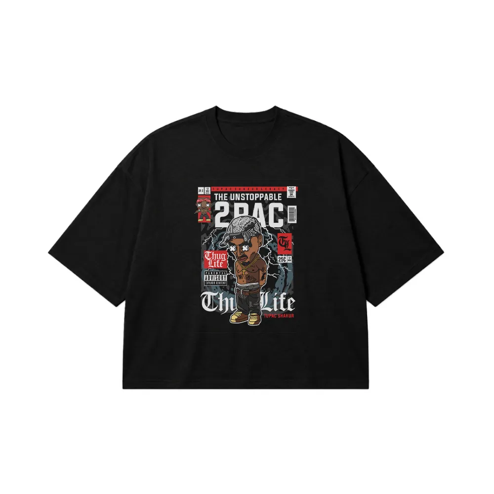 تیشرت باکسی توپاک طرح کاور کمیک (2Pac) کد 29825