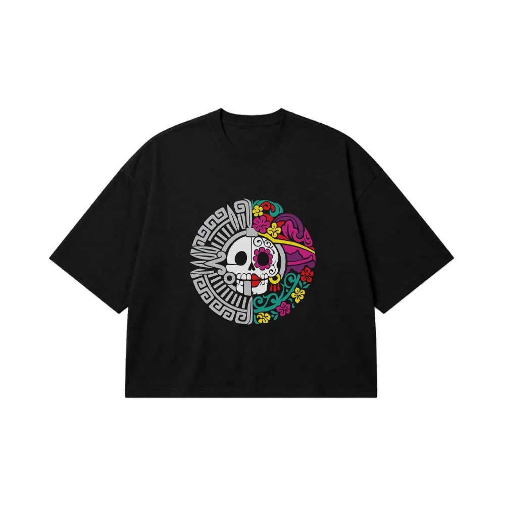 تیشرت باکسی جمجمه طرح آزتک (Aztec Skull) کد 29894