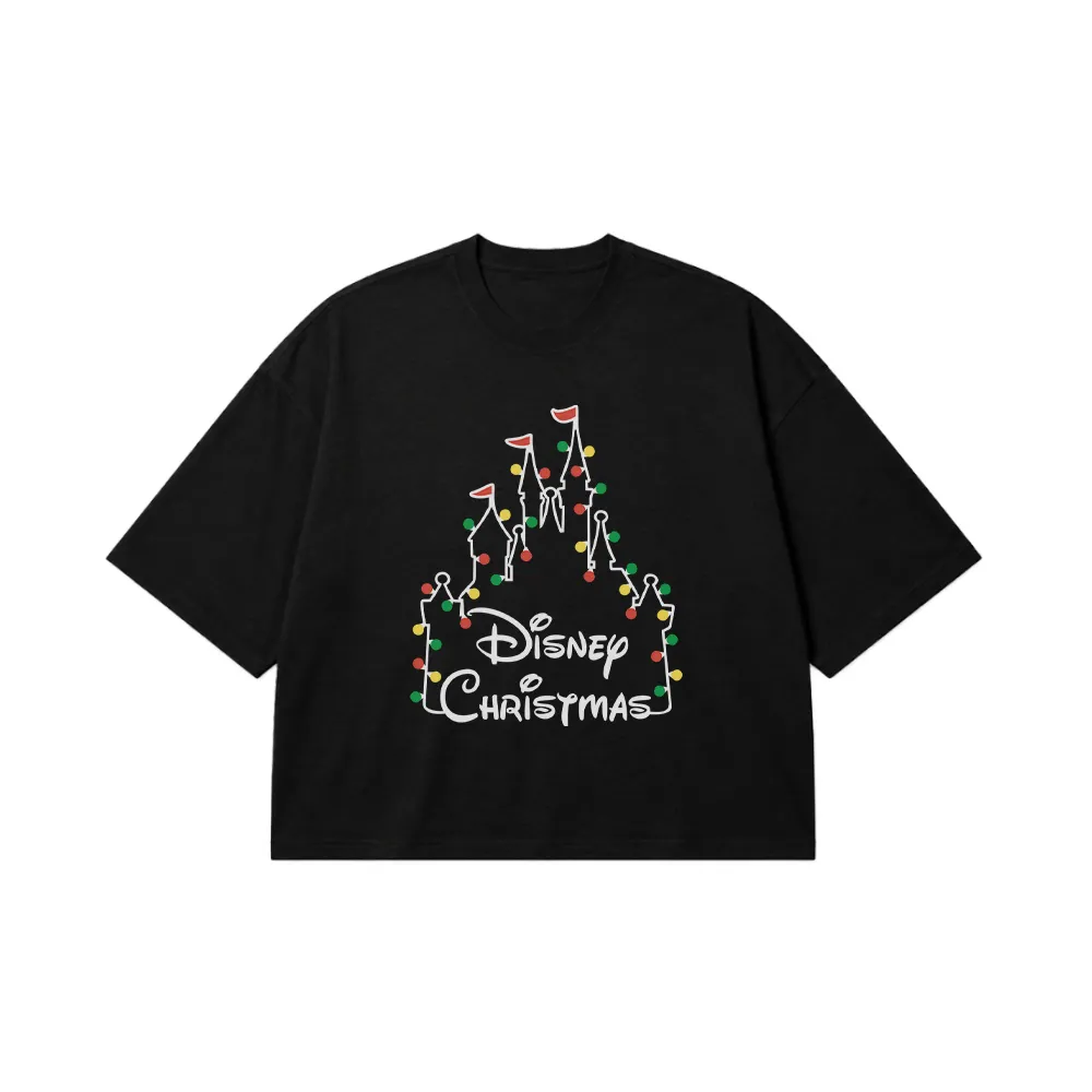 تیشرت باکسی دیزنی طرح قصر کریسمسی (Disney Christmas) کد 29896