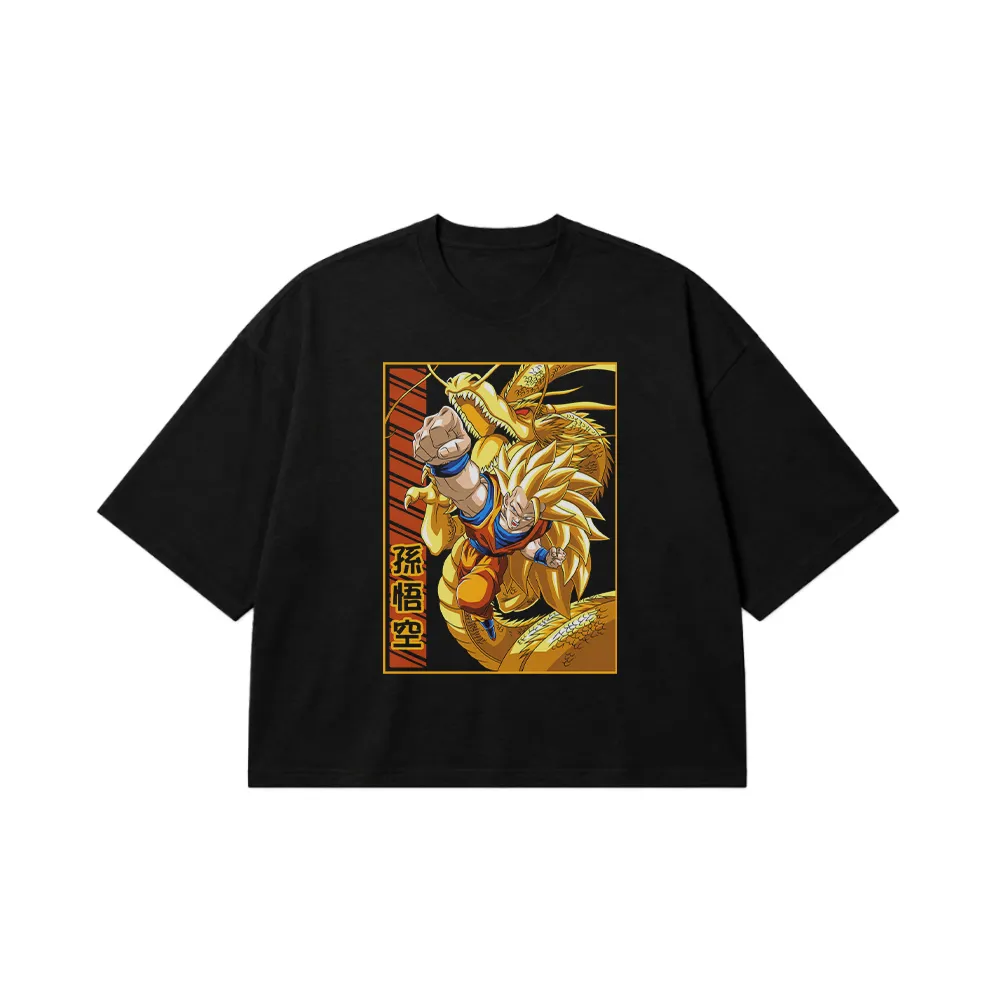 تیشرت باکسی انیمه دراگون بال طرح گوکو و شنرون (Goku Shenron) کد 29919