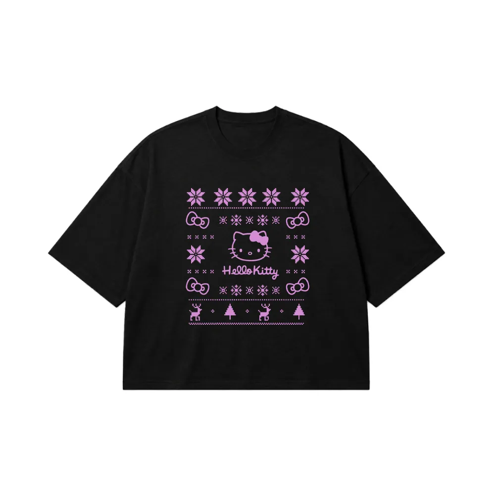 تیشرت باکسی هلو کیتی طرح کریسمسی (Hello Kitty) کد 29931