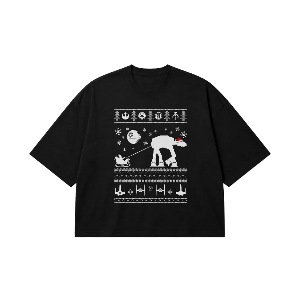 تیشرت باکسی جنگ ستارگان طرح کریسمسی (Star Wars) کد 29959