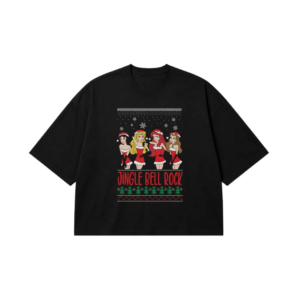 تیشرت باکسی پرنسس‌های دیزنی طرح Jingle Bell Rock کد 30163