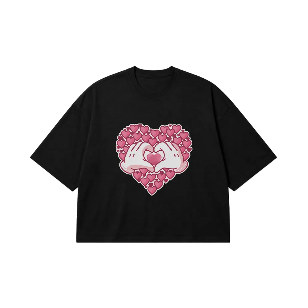تیشرت باکسی طرح قلب دست‌ها (Heart Hands) کد 30385