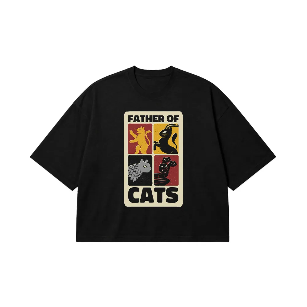 تیشرت باکسی گربه طرح Father of Cats کد 30438