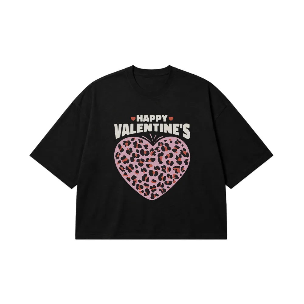 تیشرت باکسی طرح قلب پلنگی Valentine's کد 30467