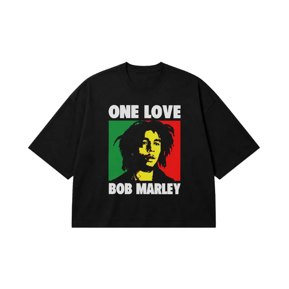 تیشرت باکسی باب مارلی طرح وان لاو (Bob Marley One Love) کد 30535