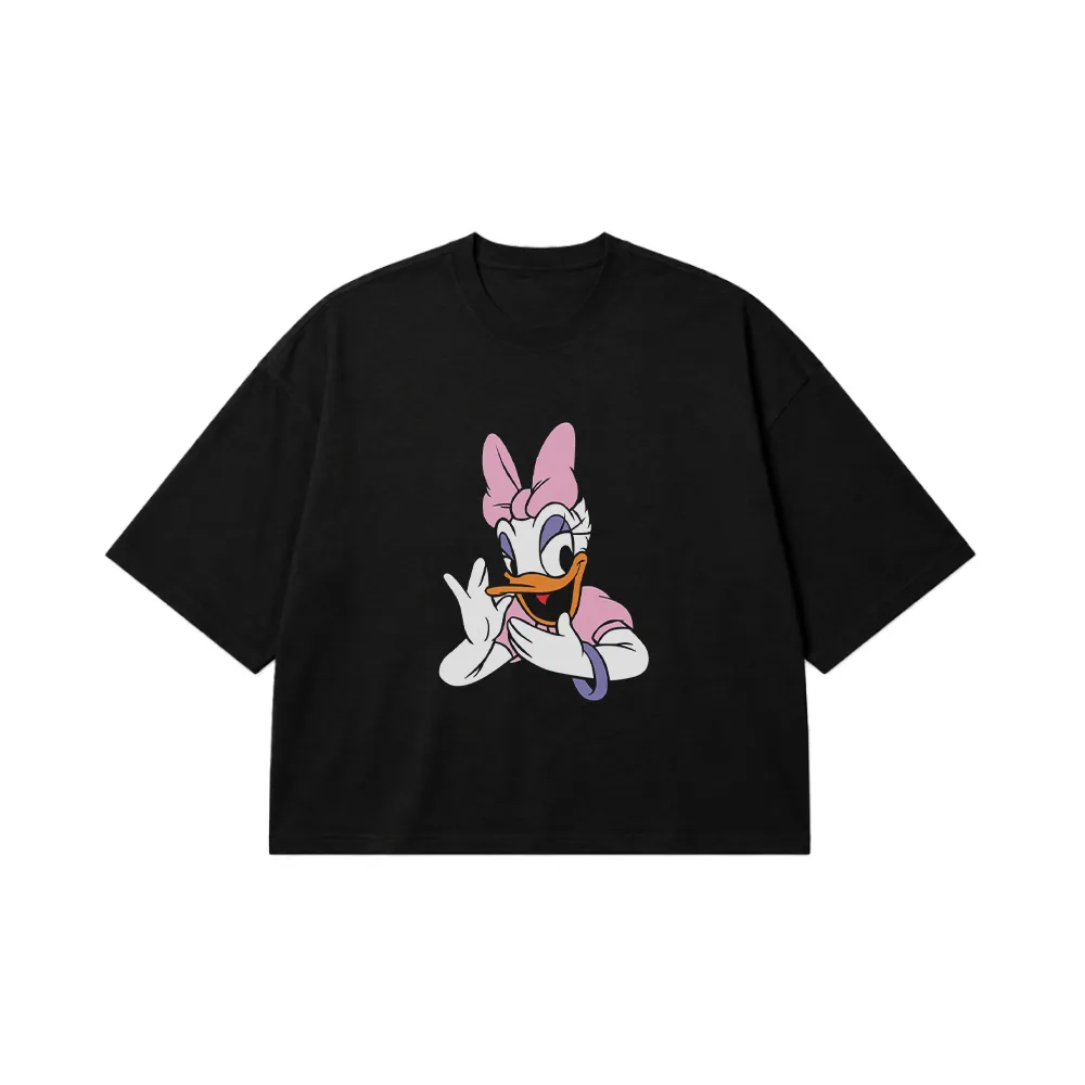 تیشرت باکسی دیزی داک طرح پرتره کارتونی (Daisy Duck) کد 30615