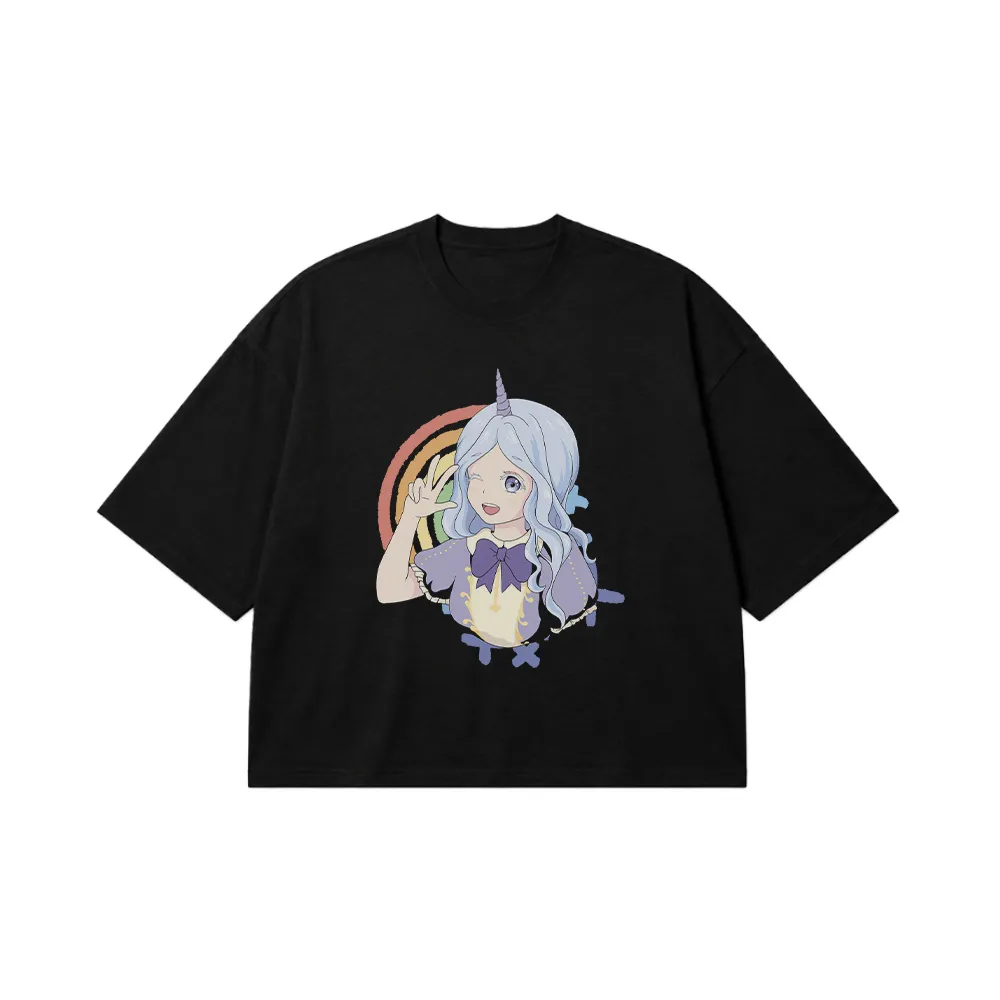 تیشرت باکسی انیمه طرح دختر یونیکورن فانتزی (Unicorn Girl) کد 30756