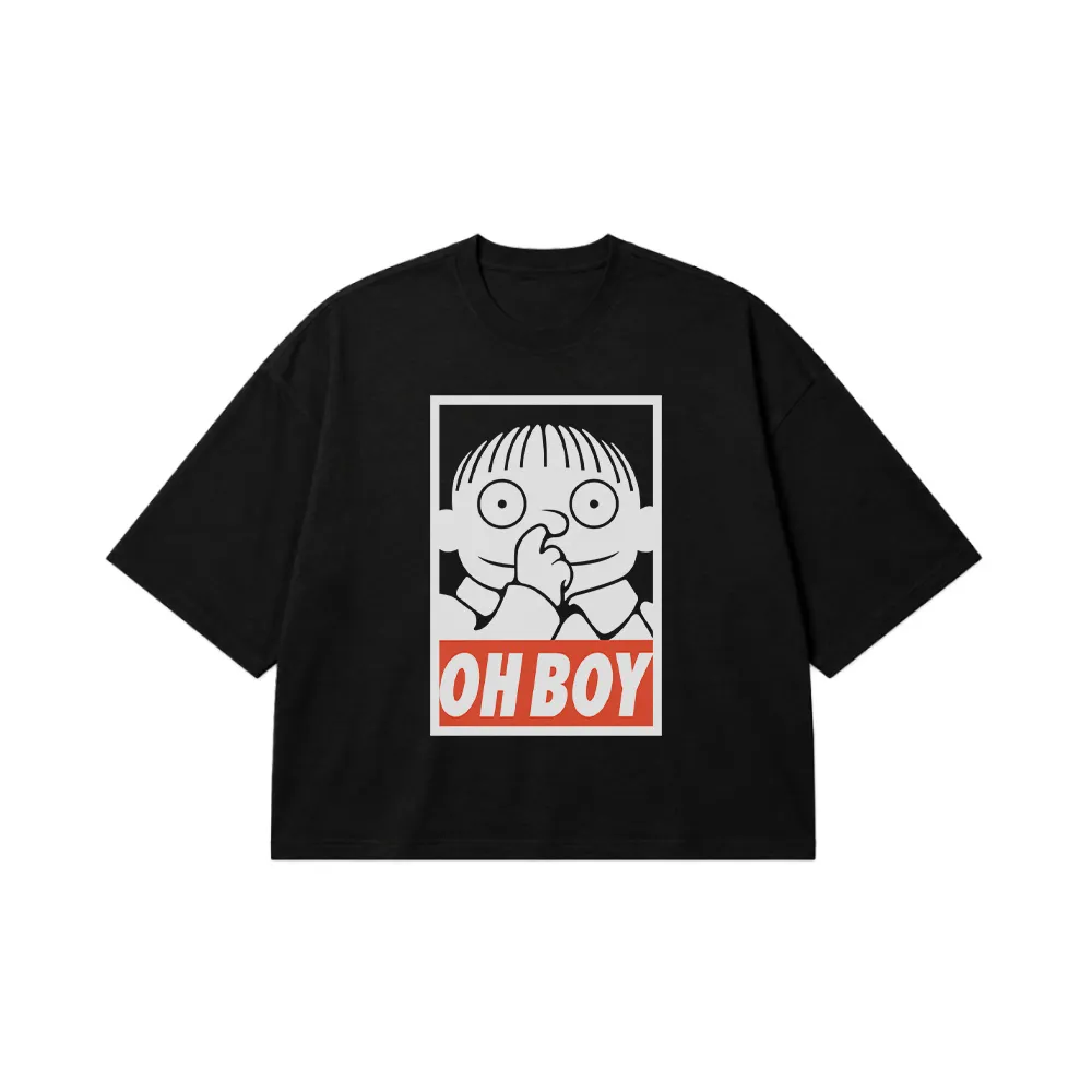 تیشرت باکسی طرح پسر بامزه Oh Boy کد 30812