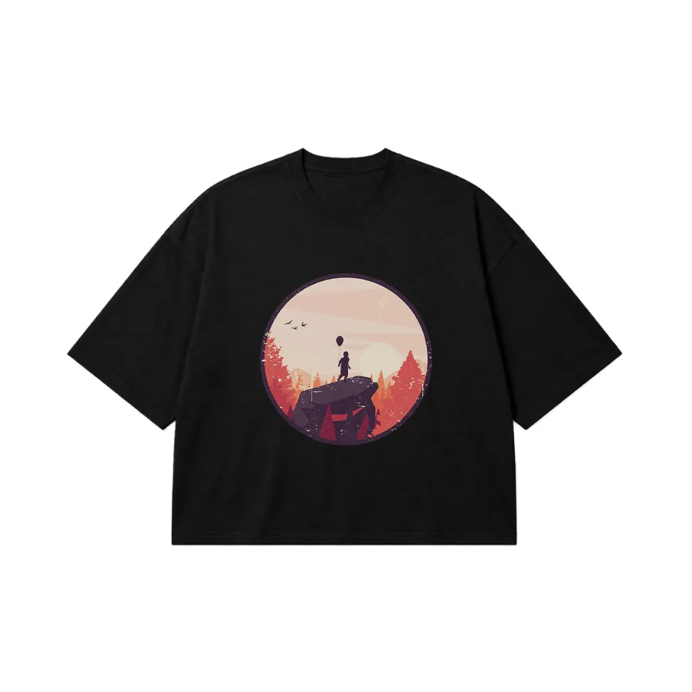 تیشرت باکسی طرح تنهایی در جنگل غروب (Sunset Silhouette) کد 30857