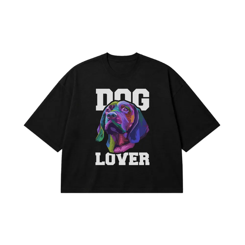 تیشرت باکسی سگ طرح رنگارنگ Dog Lover کد 30900