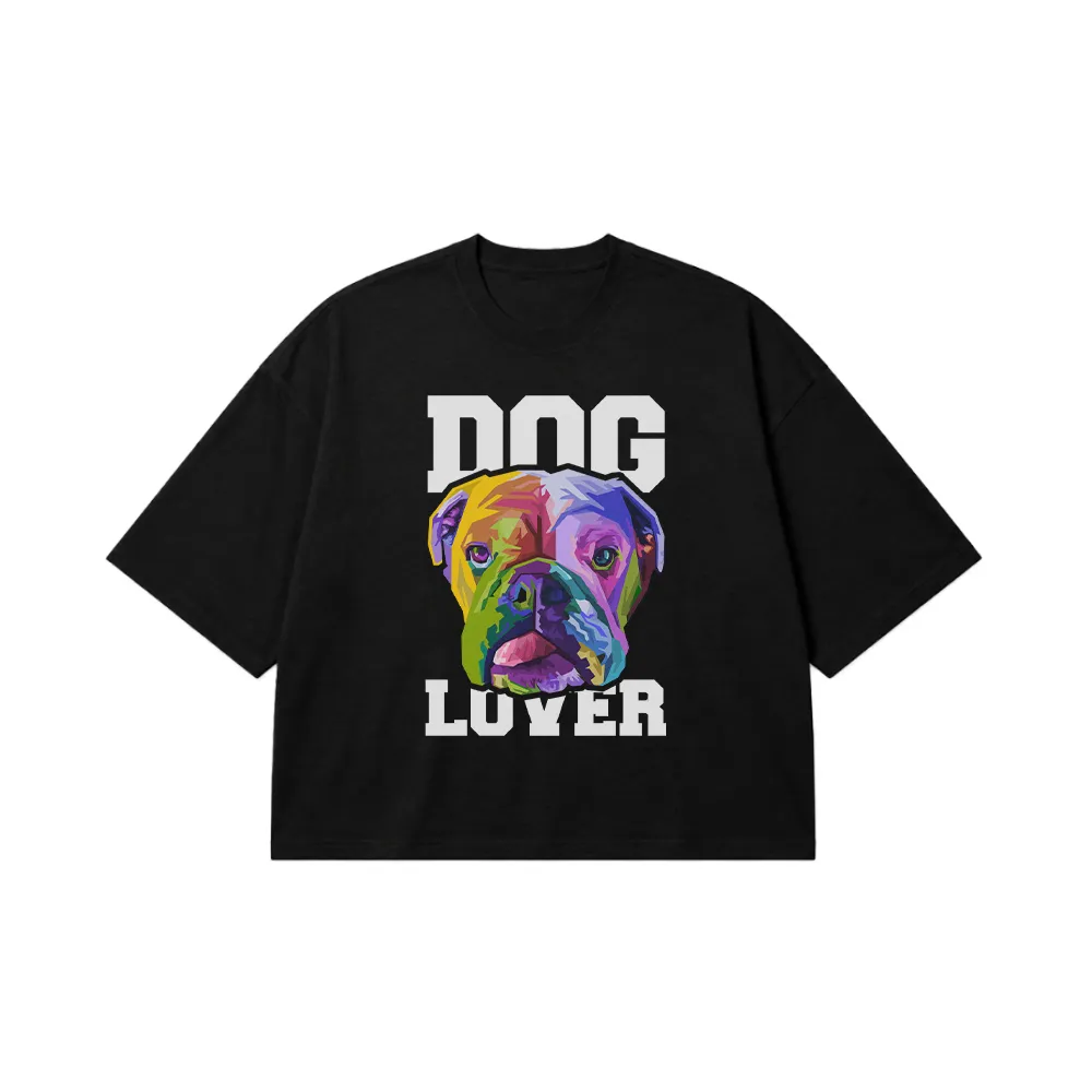 تیشرت باکسی سگ بولداگ طرح رنگارنگ Dog Lover کد 30901