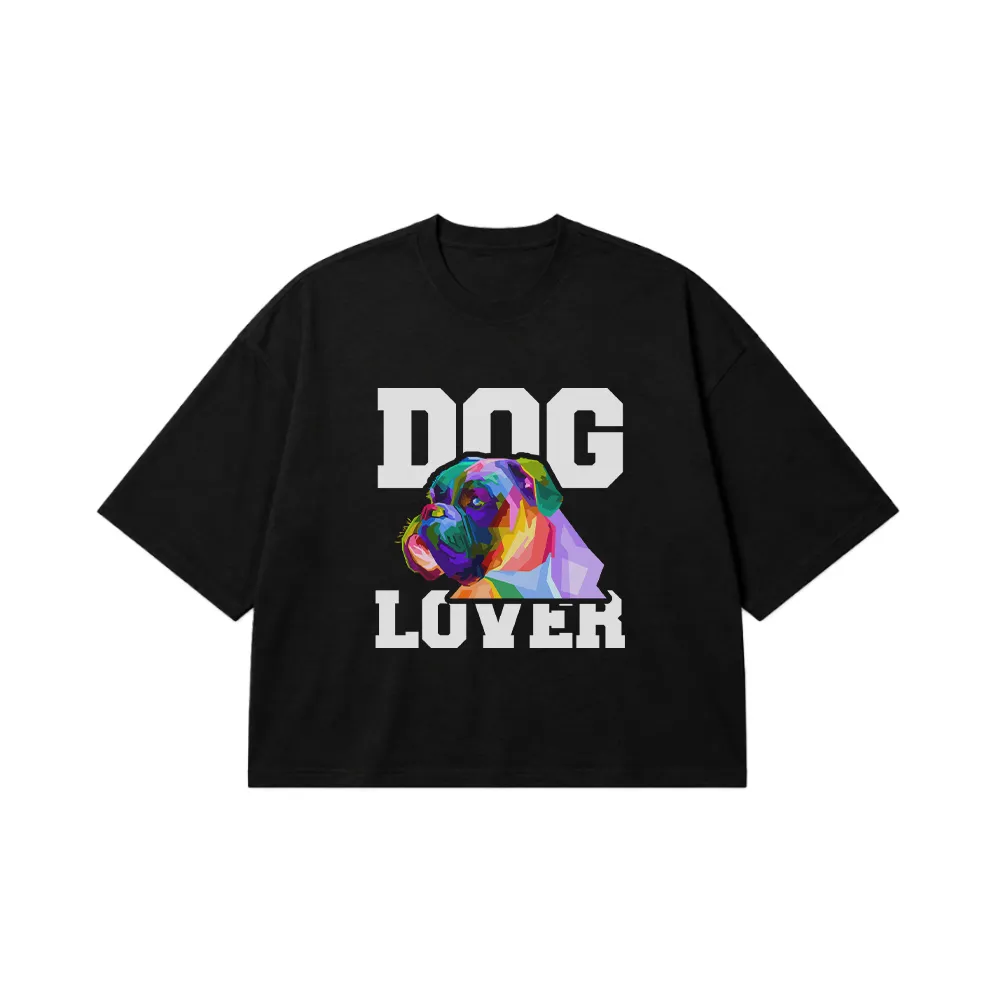 تیشرت باکسی سگ باکسر طرح رنگارنگ Dog Lover کد 30902