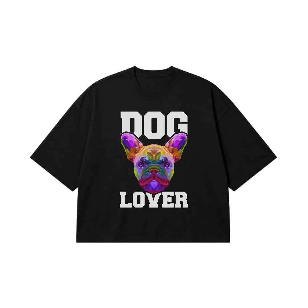 تیشرت باکسی سگ بولداگ فرانسوی طرح رنگارنگ Dog Lover کد 30903