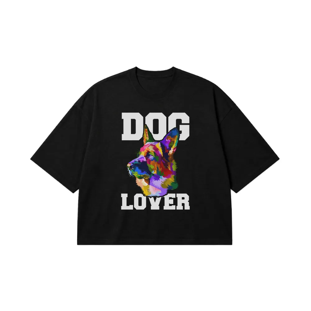 تیشرت باکسی سگ ژرمن شپرد طرح رنگارنگ Dog Lover کد 30905
