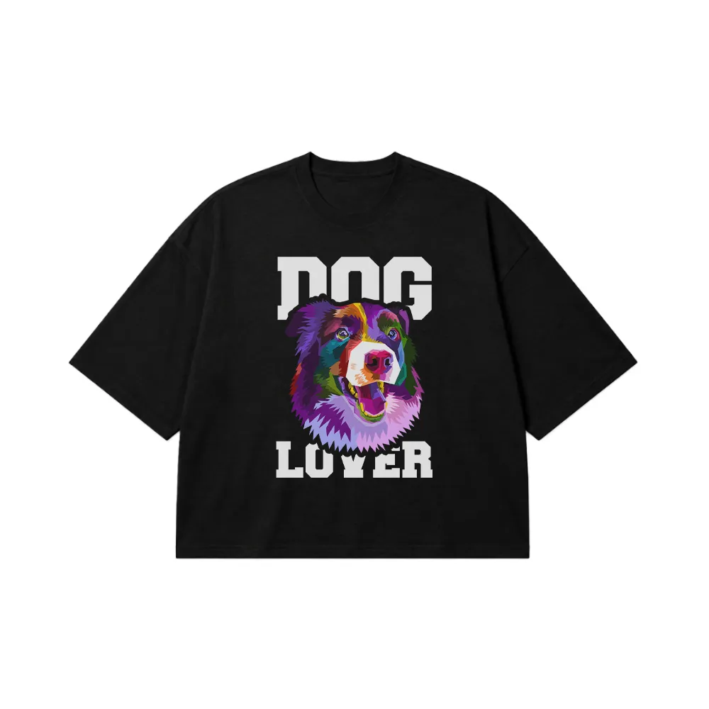 تیشرت باکسی سگ بوردر کولی طرح رنگارنگ Dog Lover کد 30908