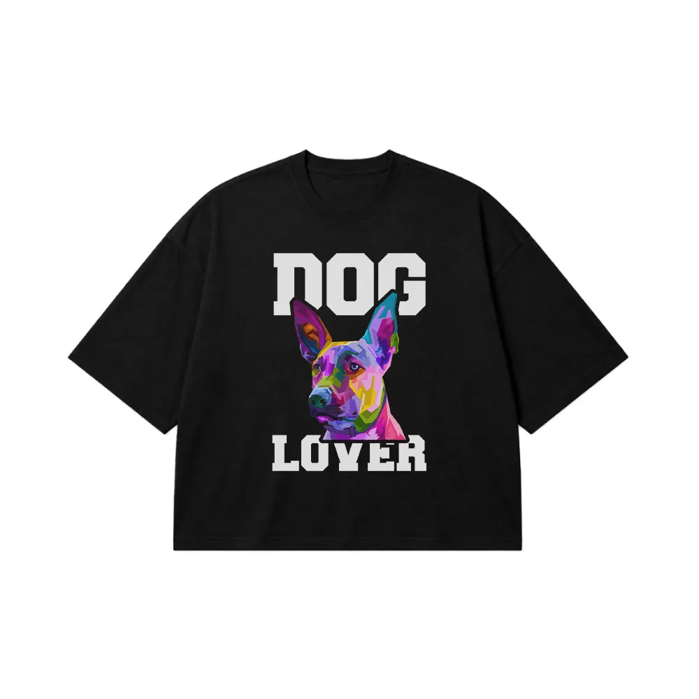 تیشرت باکسی سگ دوبرمن طرح رنگارنگ Dog Lover کد 30909