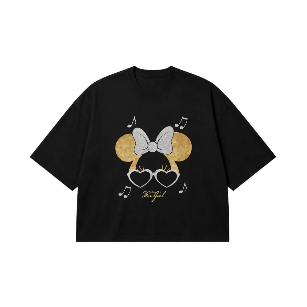 تیشرت باکسی مینی موس طرح پاپیون و نت موسیقی (Minnie Mouse) کد 30976