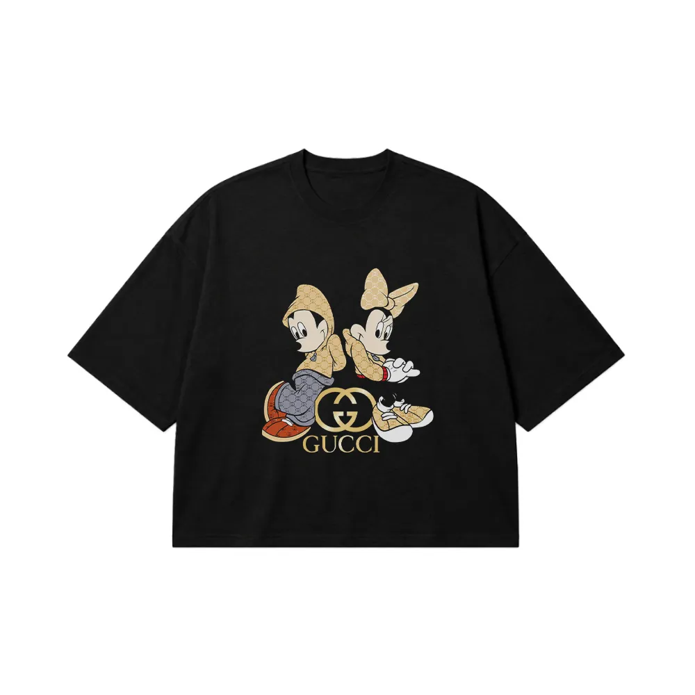 تیشرت باکسی دیزنی طرح گوچی میکی و مینی (Gucci) کد 30998