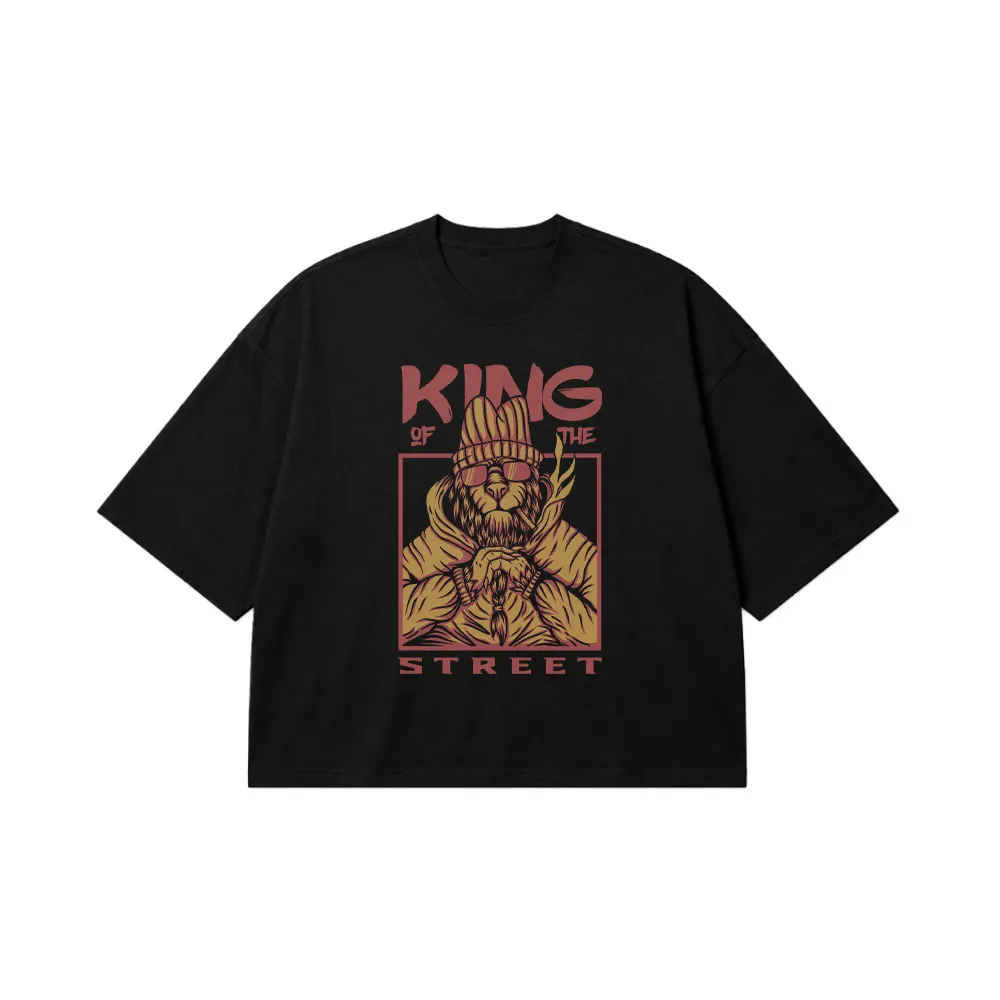 تیشرت باکسی شیر طرح پادشاه خیابان (King of the Street) کد 31056