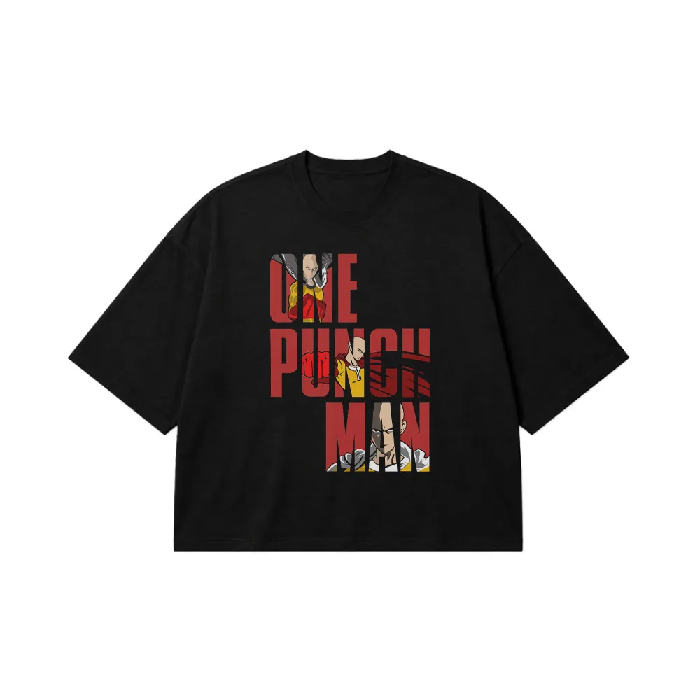 تیشرت باکسی انیمه وان پانچ من طرح سایتاما و جنوس (One Punch Man) کد 31089