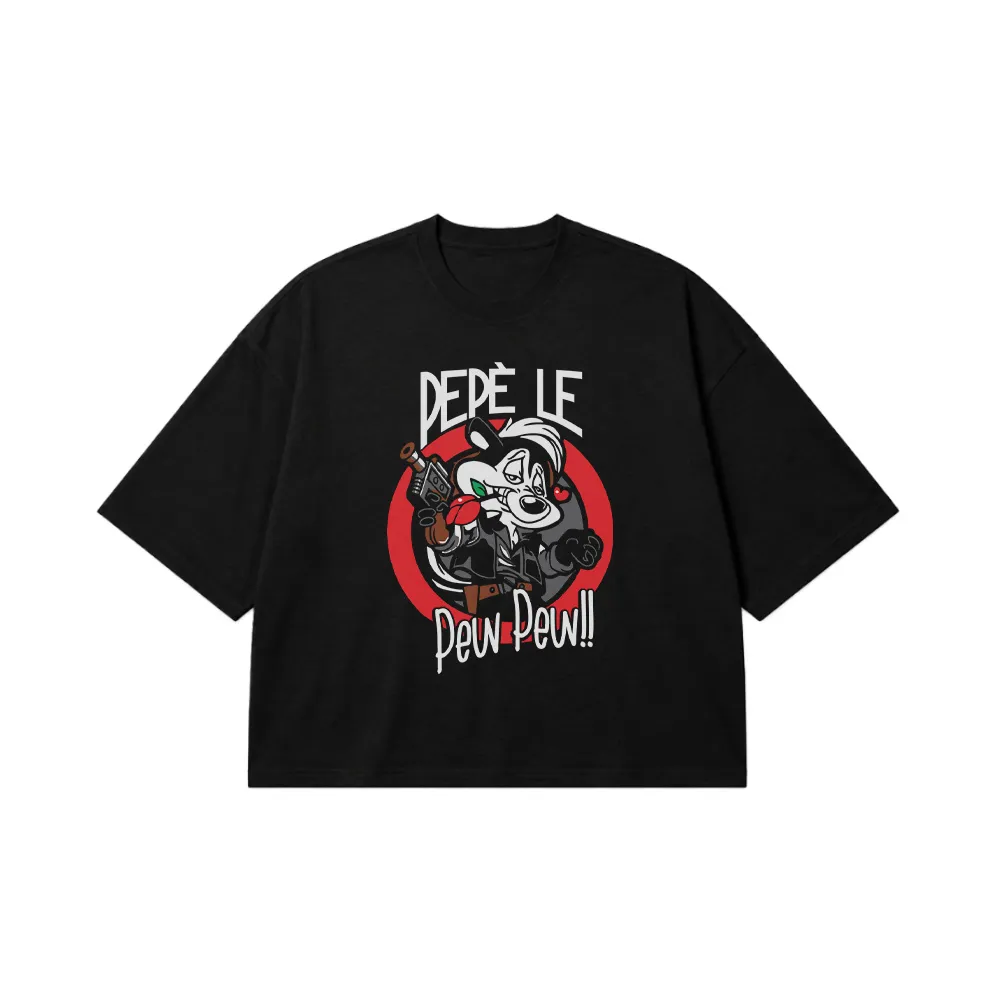 تیشرت باکسی پپه لوپیو طرح Pew Pew (Pepe Le Pew) کد 31099