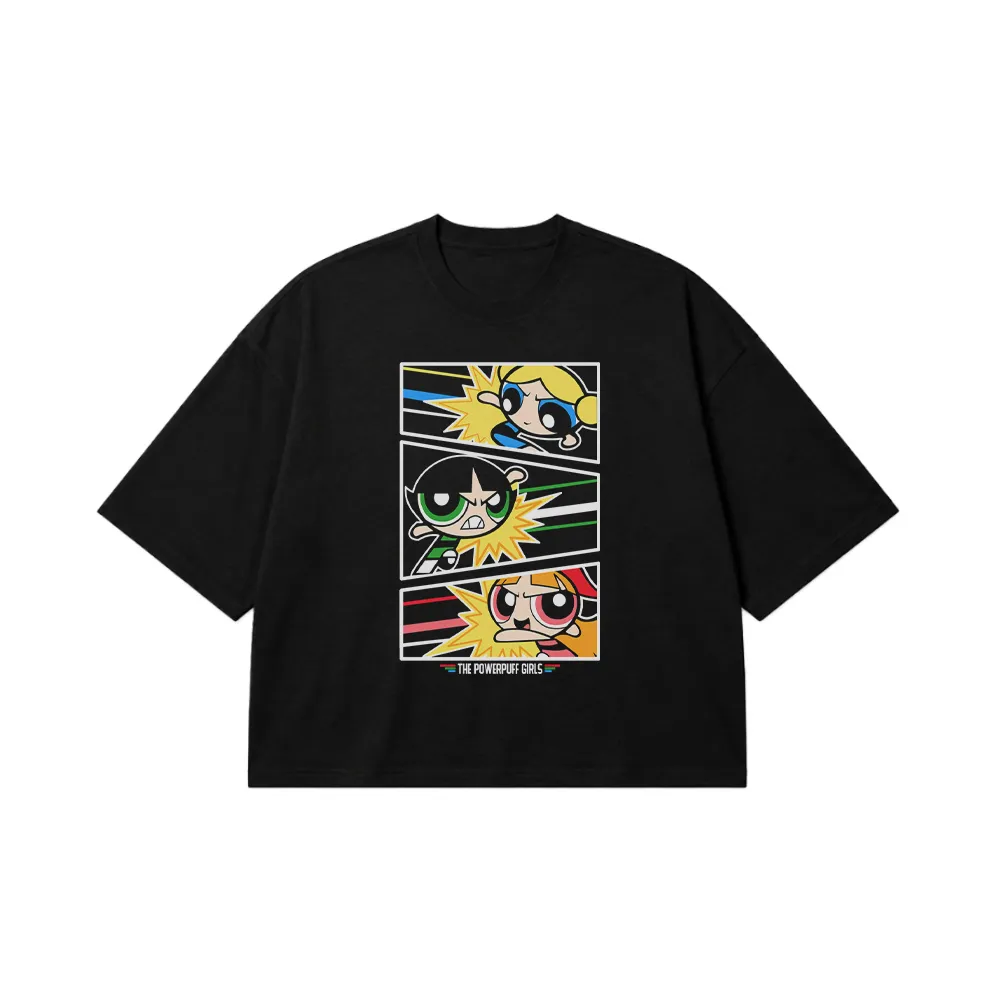 تیشرت باکسی پاورپاف گرلز طرح کمیک پنل (Powerpuff Girls) کد 31105