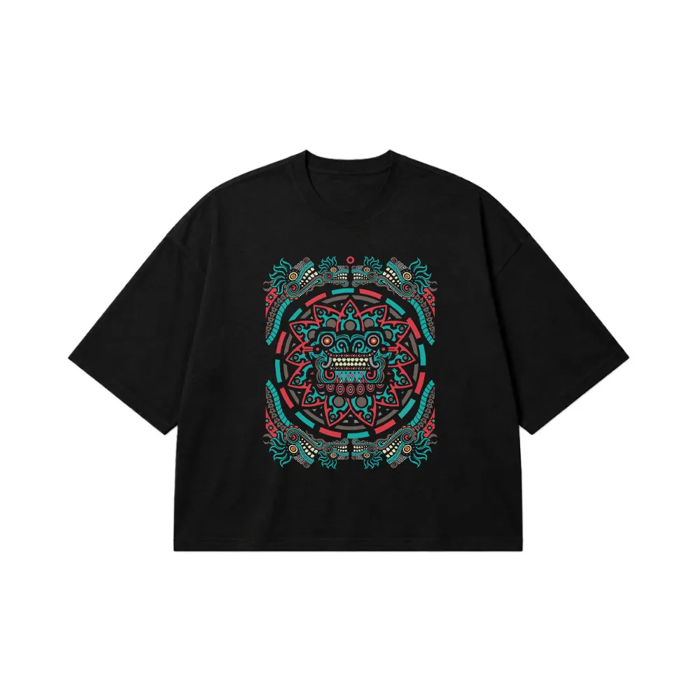 تیشرت باکسی طرح ماندالای آزتکی رنگارنگ (Aztec Mandala) کد 31108
