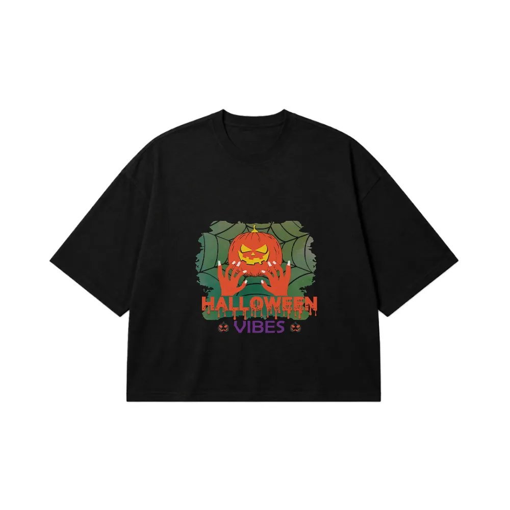 تیشرت باکسی هالووین طرح کدو تنبل (Halloween Vibes) کد 31365