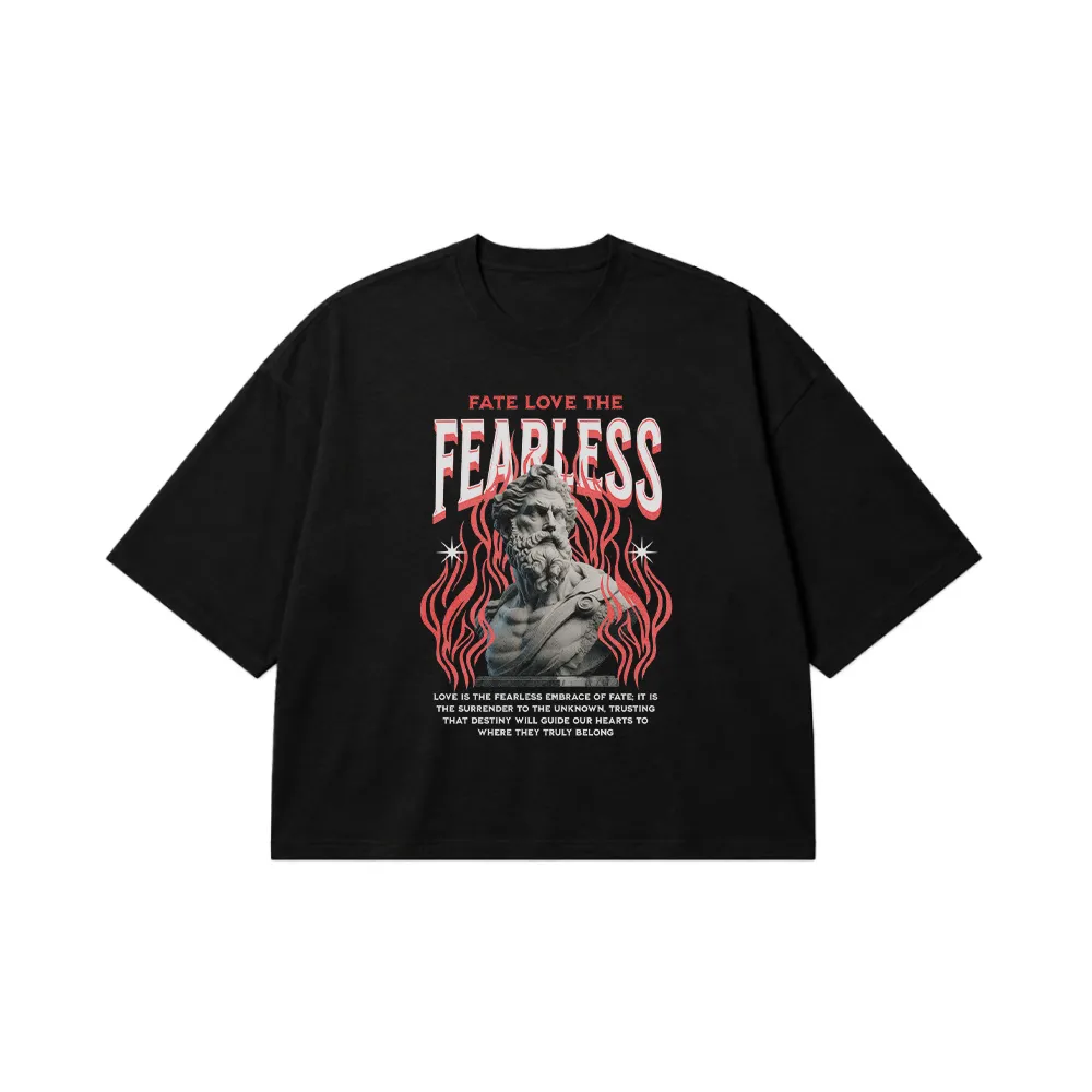 تیشرت باکسی انگیزشی طرح Fearless با مجسمه یونانی کد 31463