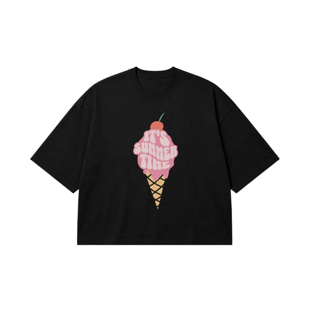 تیشرت باکسی بستنی تابستانی طرح It’s Summer Time کد 31577