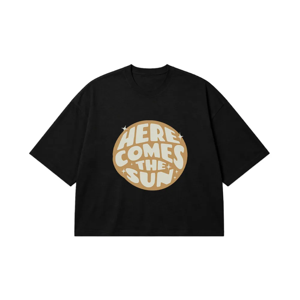 تیشرت باکسی تابستانی طرح Here Comes The Sun کد 31578