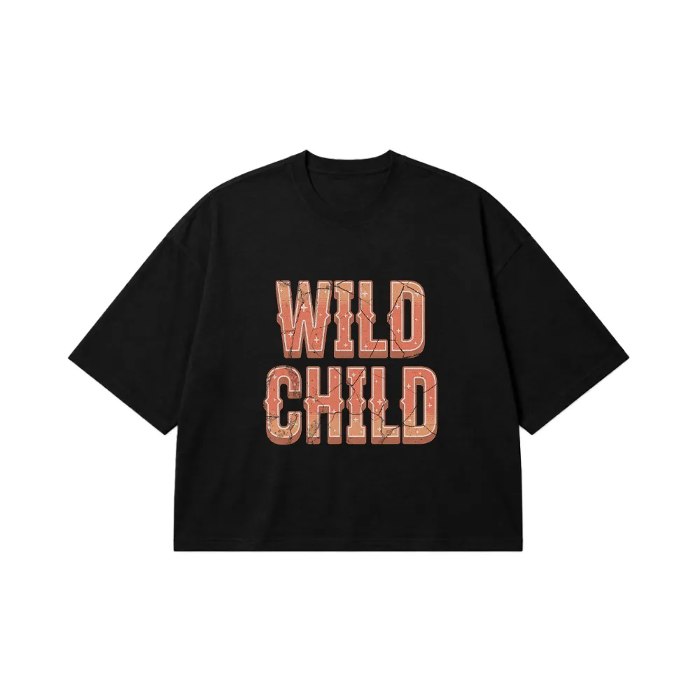 تیشرت باکسی وسترن طرح Wild Child کد 31622