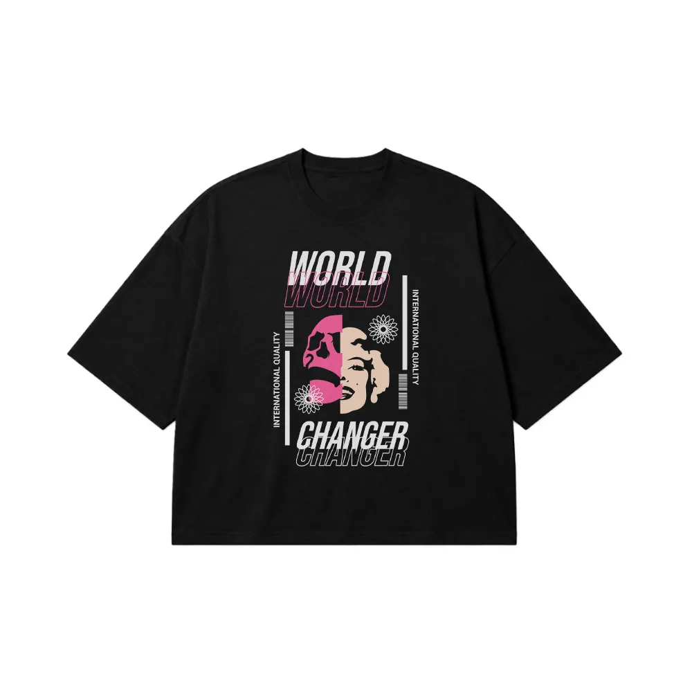 تیشرت باکسی انگیزشی تغییر دنیا طرح World Changer کد 31662