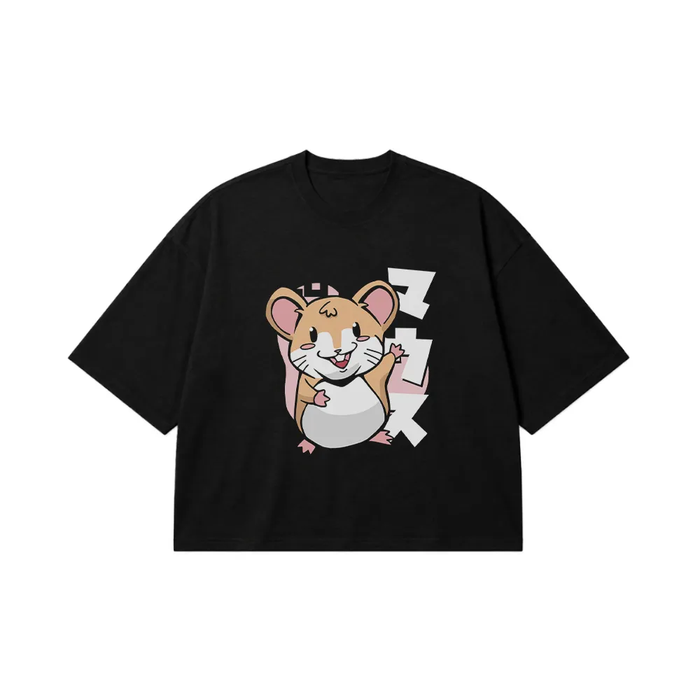 تیشرت باکسی همستر کارتونی طرح Kawaii کد 32199